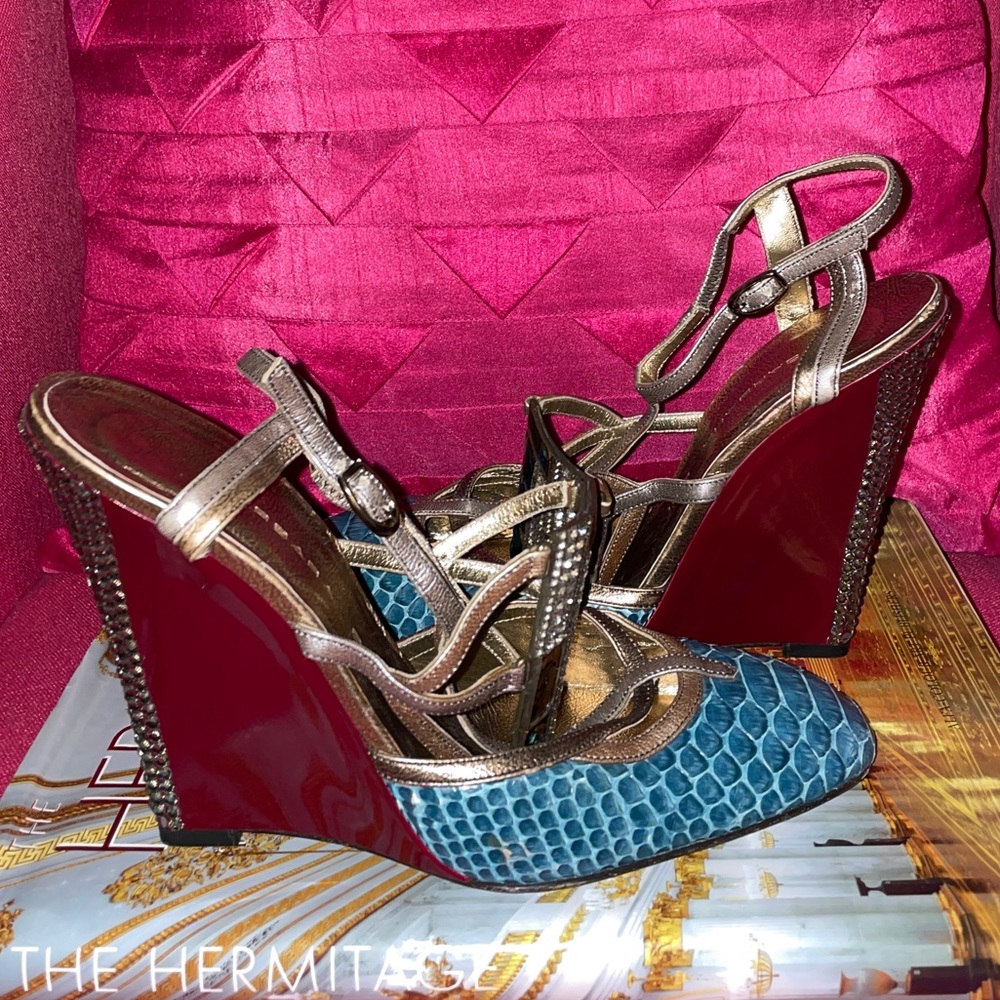 Vintage Barbara Bui Python And Rhinestone Wedge - image 2
